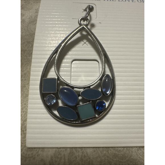 Lia Sophia "Atlantis" Silver-Tone Blue Crystals & Resin Dangle Hook Earrings - Picture 3 of 4